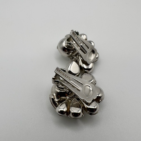 Vintage signed Eisenberg clear rhinestone with crystal clips earrings - Picture 4 of 8